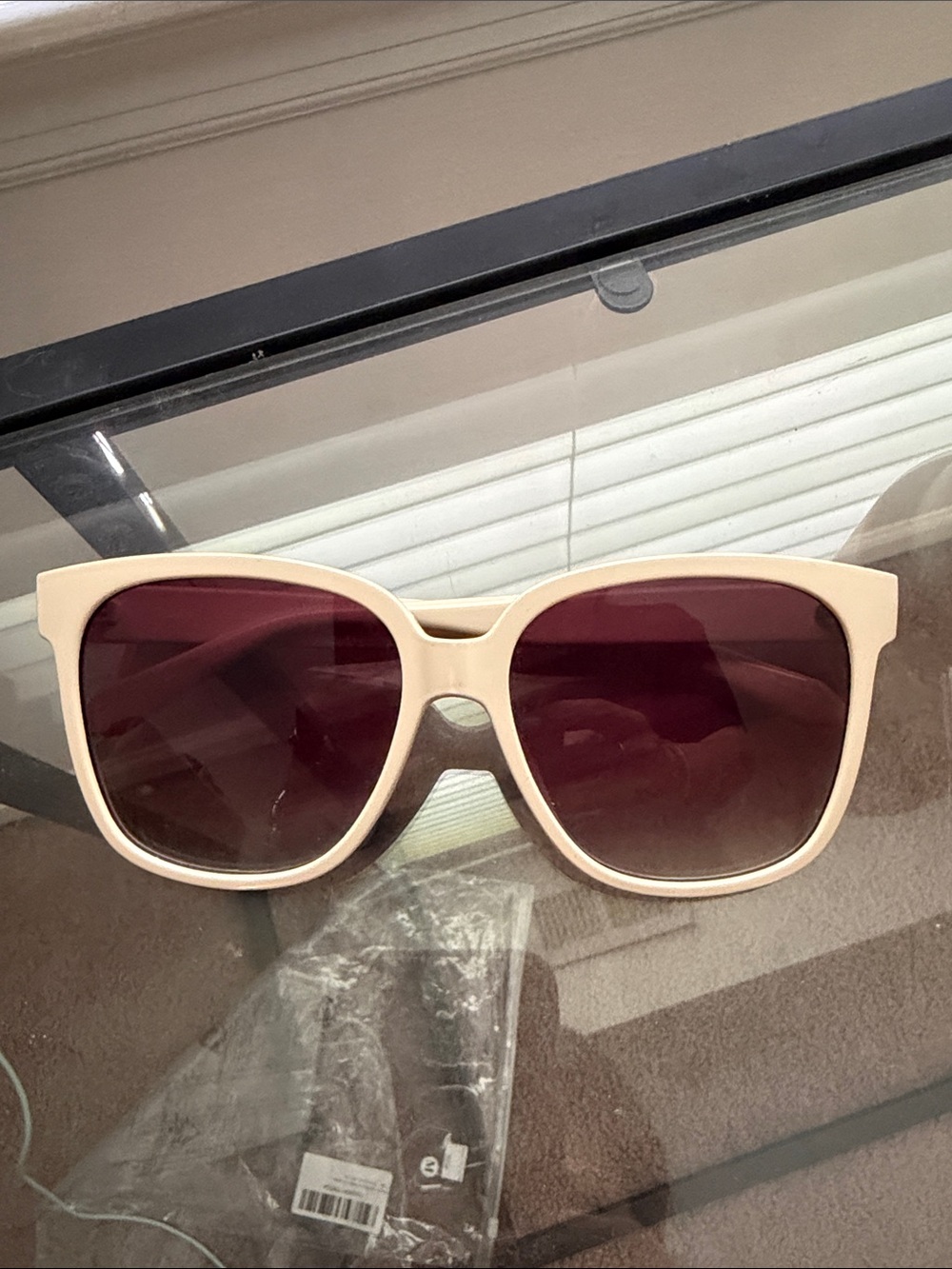 Quay Australia Cream Frame Sunglasses with Burgundy Lenses